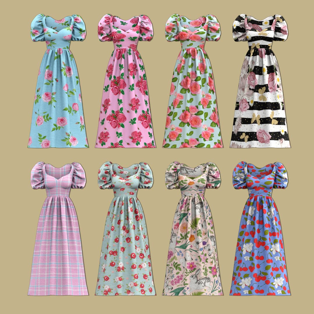 Галерея мода Сет платьев Puff sleeve dress #1